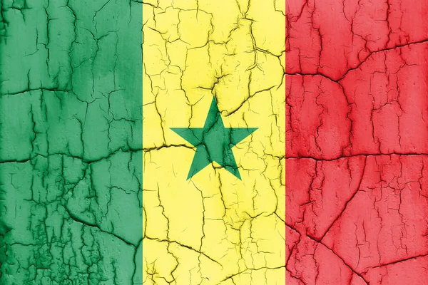 Текстове Фото Прапора Сенегалу Тріщинами — стокове фото