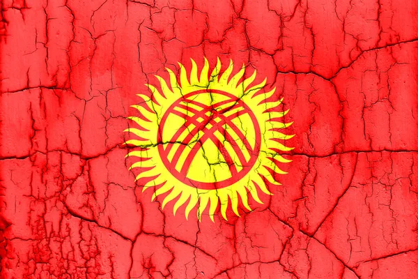 Foto Texturizada Bandeira Quirguistão Com Rachaduras — Fotografia de Stock