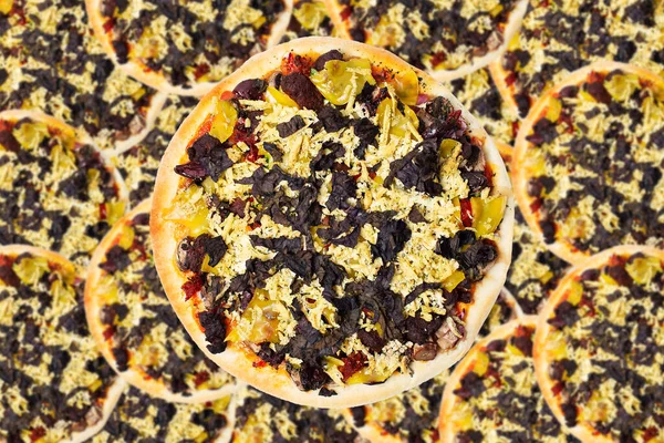 Крупный План Веганской Пиццы Заднем Плане Размытая Пицца Вид Сверху — стоковое фото