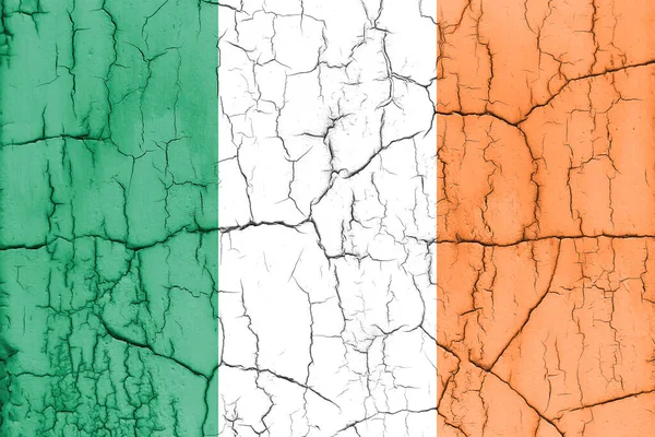 Textured Photo Flag Republic Ireland Cracks — Stockfoto