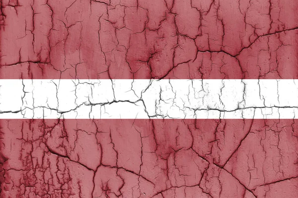 Textured Photo Flag Latvia Cracks — Foto Stock