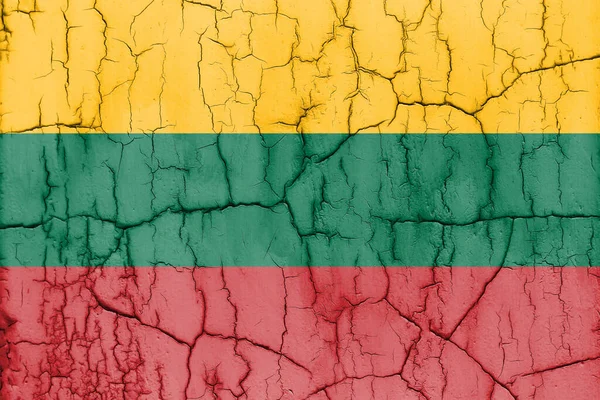 Textured Photo Flag Lithuania Cracks — Φωτογραφία Αρχείου