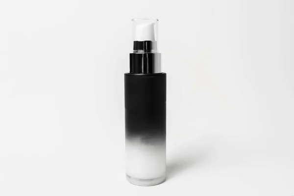 Close Dispenser Bottle Body Cream Black White Color Isolated White — Stockfoto