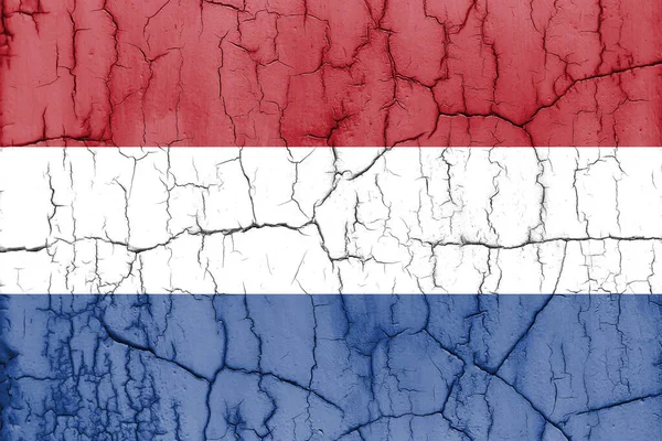 Foto Texturizada Bandeira Holanda Com Rachaduras — Fotografia de Stock