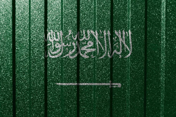 Texturierte Flagge Saudi Arabiens Einer Metallwand Bunte Natürliche Abstrakte Geometrische — Stockfoto