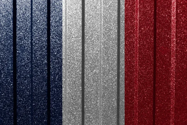 Текстував Прапор Франції Металевій Стіні Кольорове Природне Абстрактне Тло Лініями — стокове фото