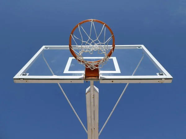 Basketball Hoop Net Outdoor Court Sky Background View — Stock Photo, Image