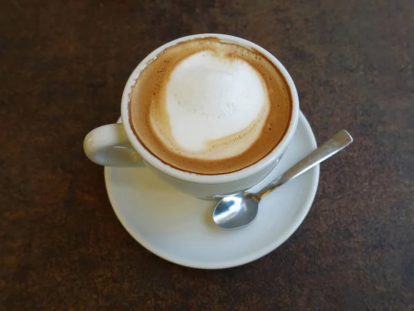 Cup Coffee Teaspoon Table — Fotografia de Stock