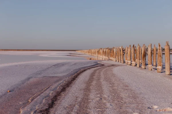 Prachtig Landschap Een Zoute Roze Meer Natuur Texturen Achtergronden — Stockfoto