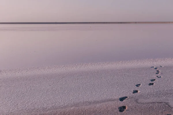 Tuzlu Pembe Bir Göl Üzerindeki Güzel Manzara Doğa Dokuları Arka — Stok fotoğraf