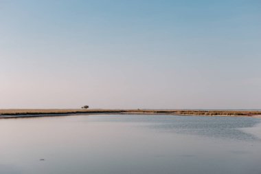 Adadaki açık bir günde, arazideki en güzel manzara. Doğa dokuları ve arka planlar