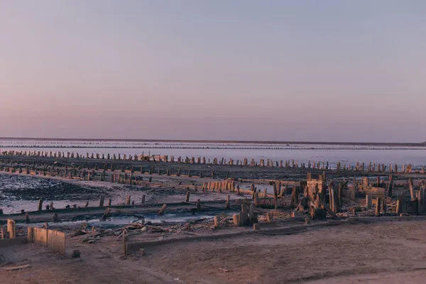 Prachtig Landschap Een Zoute Roze Meer Natuur Texturen Achtergronden — Stockfoto