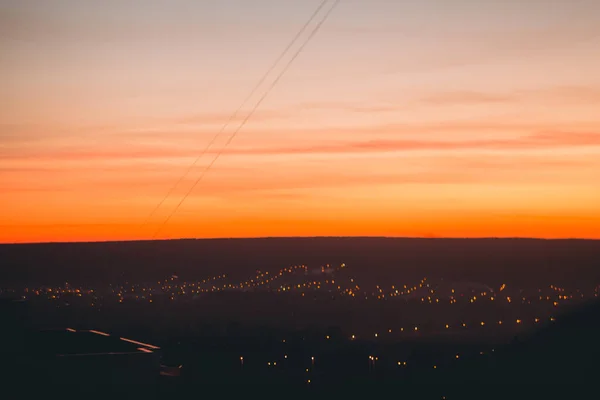 Paisagem Artística Com Vista Para Cidade Para Pôr Sol Com — Fotografia de Stock