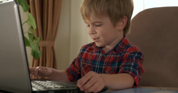 Estudio Para Niños Cursos Línea Video Conferencia Chat Usando Computadora — Vídeos de Stock