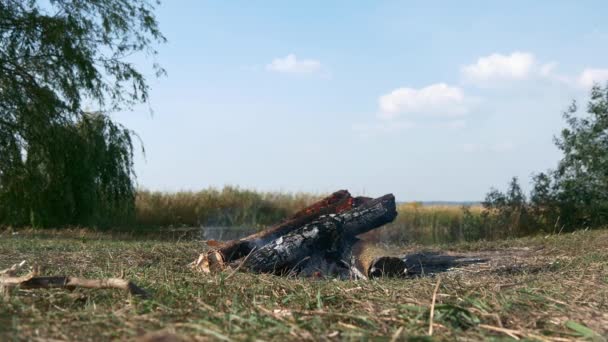 Kamp Alanında Field Plains Deki Kamp Gölü Nün Yakınında Yakın — Stok video