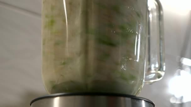 Κοντινό Πλάνο Προετοιμασία Μαγειρική Vegan Σπόροι Ηλίανθου Σάλτσα Χρησιμοποιώντας Μίξερ — Αρχείο Βίντεο