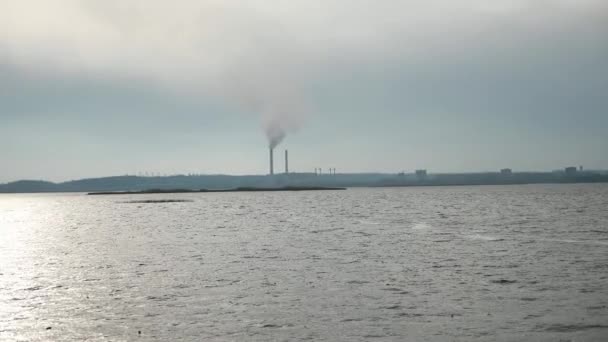 Tubos Usina Perto Dnieper Dnipro River Reservoir Ucrânia Europa Céu — Vídeo de Stock