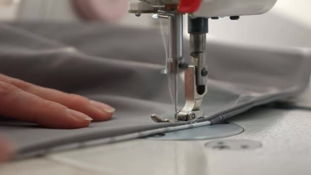 Woman Sew Working Electric Sewing Machine Female Seamstress Work Home — 图库视频影像