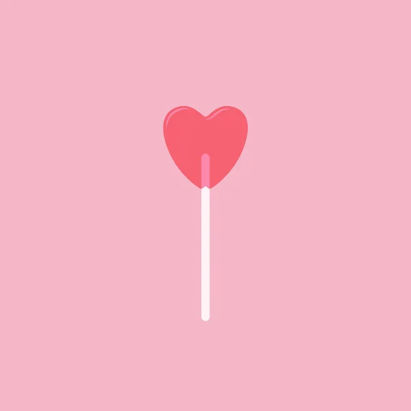 Lollipop. Candy heart icon. Flat style. Isolated. Vector — Vetor de Stock