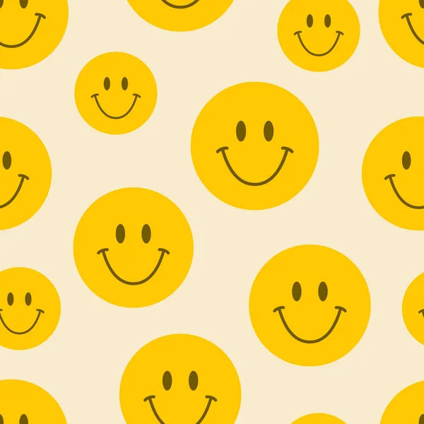 Smiles emoji seamless pattern. Yeaalow smilling face. Vector — Image vectorielle