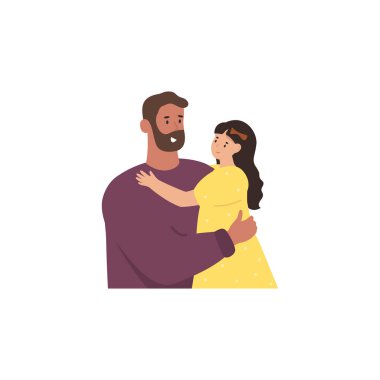 Dad and daughter. Fathers day. Fatherhood Vector illustration