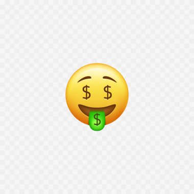 Money emoji. Dollar sign. Face with money symbol. Vector illustration