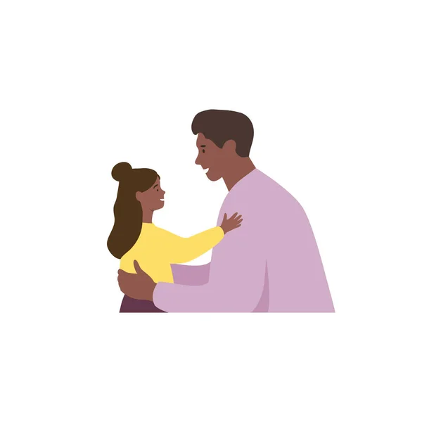 Dad Daughter Fathers Day Black Family Fatherhood Vector Illustration — стоковый вектор