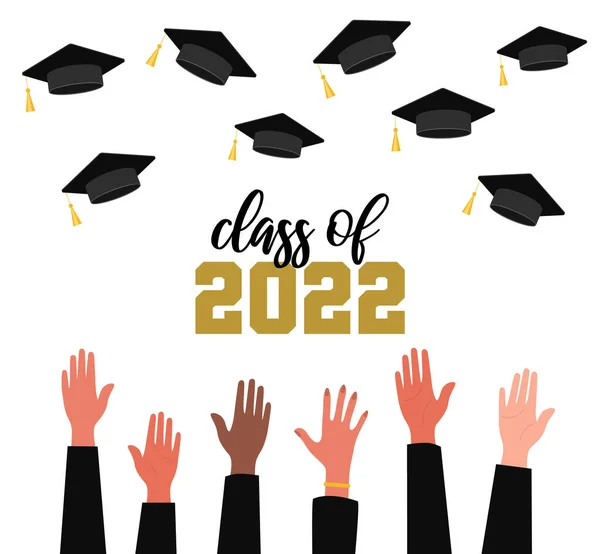 Class 2022 Graduation Hat Graduates Throwing Cap Vector Illustration —  Vetores de Stock