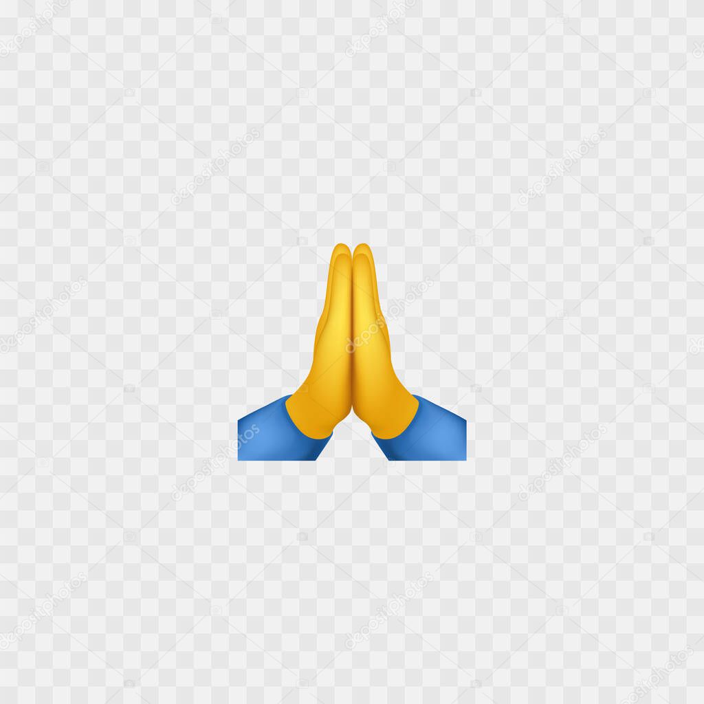 Dua Eden Eller Emojisi Katlanmış Eller Beyazda Izole Edilmiş Vektör