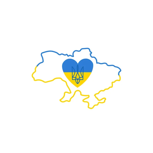 Ukraine Trident Ukrainian Map Lineart Sketch Vector Illustration — Vettoriale Stock