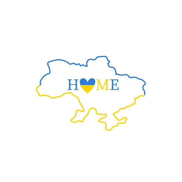 Ukraine Map Outline Ukraine Home Ukrainian Flag Vector Illustration — Vector de stock