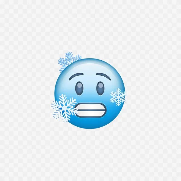 Cold Weather Frozen Blue Emoji Isolated Vector Illustration — Stockvector