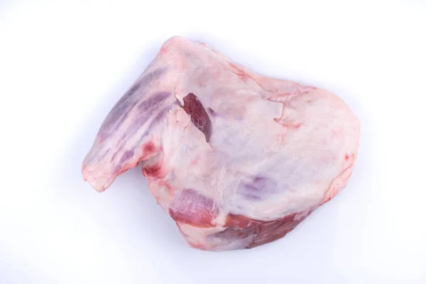 Butcher Shop Raw Lamb Shank Isolated White Background Top View — Stock Photo, Image