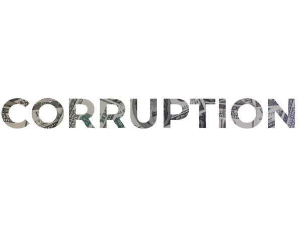 Ilustración Palabra Corrupción Con Dinero Fondo —  Fotos de Stock