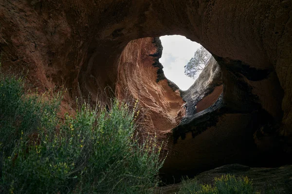 Bas Vue Imprenable Sur Grotte Dans Mont Arabi Rocheux Murcie — Photo