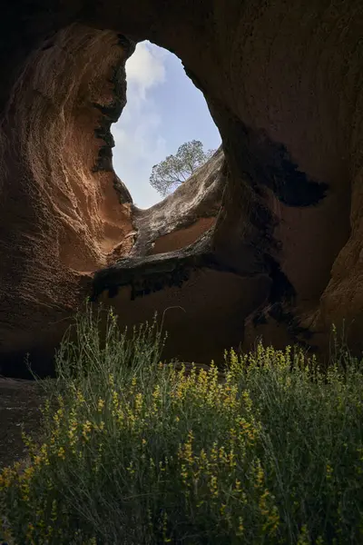 Знизу Кам Янистій Горі Арабі Мурсія Відкривається Чудовий Краєвид Печеру — стокове фото