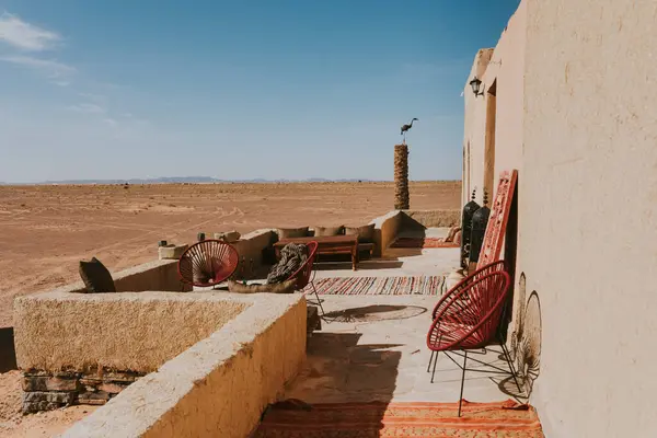 Entrada Del Edificio Residencial Climatizado Día Soleado Marrakech Marruecos — Foto de Stock