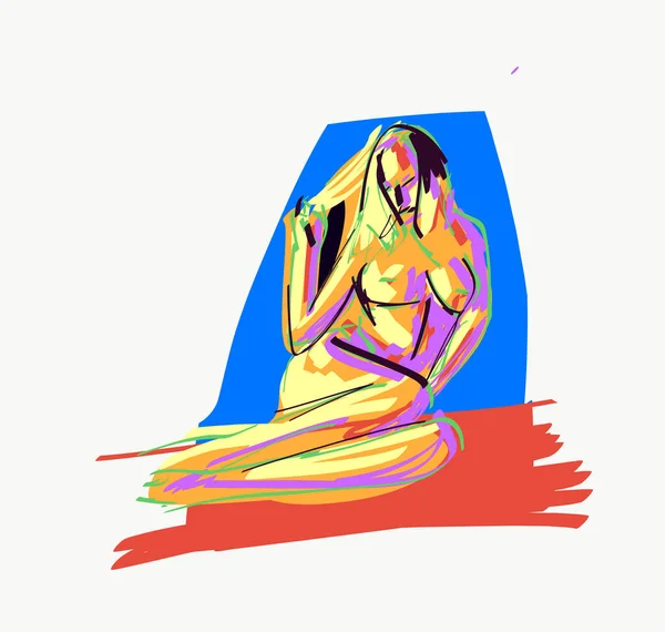 Vektorillustration Der Seitenansicht Einer Nackten Frau Mit Schlankem Körper Die — Stockfoto