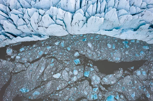 Drone View Ice Floes Floating Cold Sea Water Rough Glacier — Stock Photo, Image