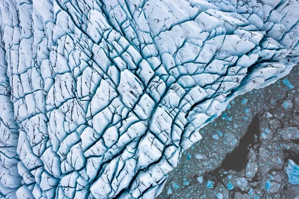 Von Oben Drohnenblick Auf Eisschollen Die Winter Auf Kaltem Meerwasser — Stockfoto