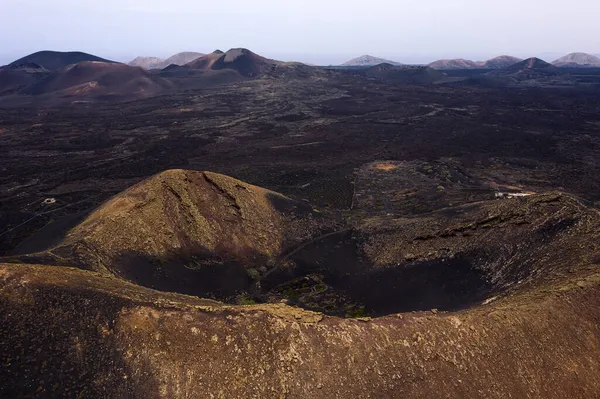Scenery View Vineyard Crater Volcano Dry Mounts Light Sky Geria — Stock Photo, Image