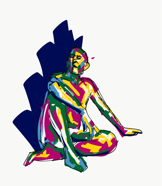 Vektor Illustration Eines Mannes Mit Blauen Lila Grünen Und Gelben — Stockfoto