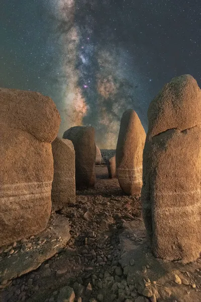 Malerischer Blick Auf Das Spanische Stonehenge Auf Unwegsamem Gelände Unter — Stockfoto