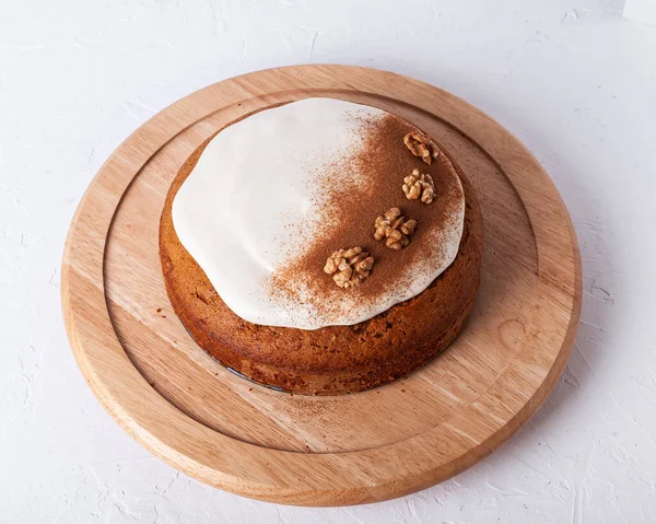 Vue Dessus Délicieux Gâteau Aux Carottes Aux Noix Cannelle Poudre — Photo