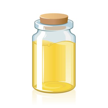 Cam şişe kavanozu mantar yağı parfüm illüstrasyonu