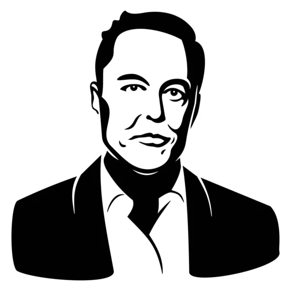 Usa 2018 Elon Musk Famous Founder Ceo Entrepreneur Vector Portrait — Vettoriale Stock