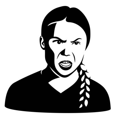 İsveç, 2019. Greta Thunberg İsveçli iklim aktivisti vektör illüstrasyonuName.