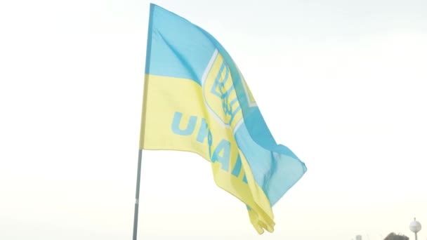 Ukraine flag against the sky. — Stock Video