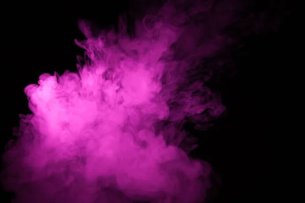 Kleurrijke Rook Close Een Zwarte Achtergrond Wazig Roze Wolk Van — Stockfoto
