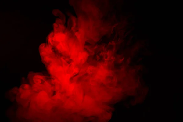 Színes Füst Közelről Fekete Háttérrel Vörös Füstfelhő — Stock Fotó